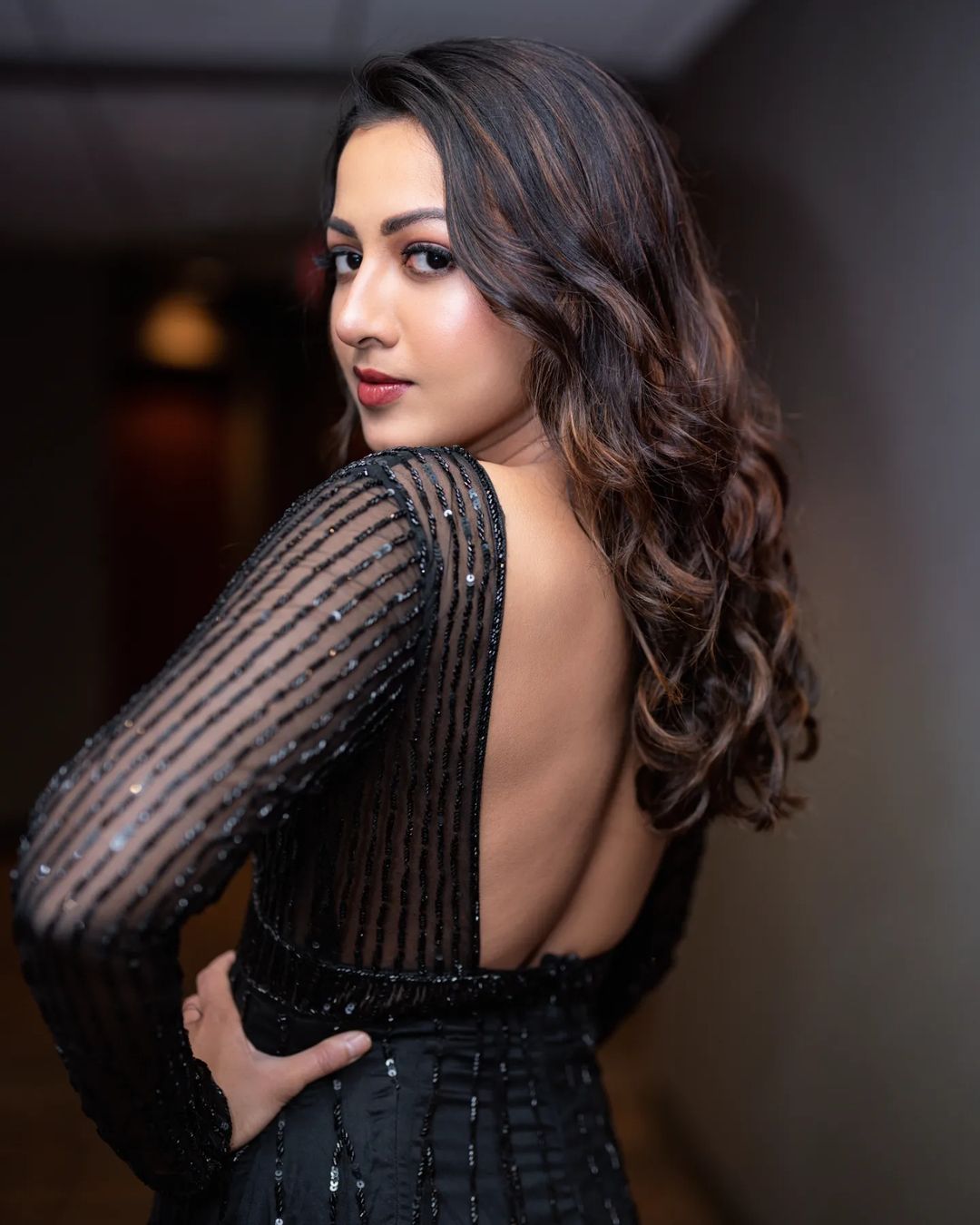 Kollywood Actress Catherine Tresa Stills in Black Dress